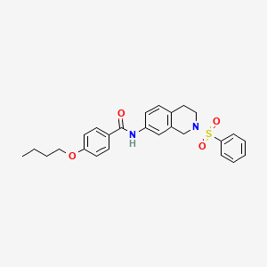 molecular formula C26H28N2O4S B2767068 4-butoxy-N-(2-(phenylsulfonyl)-1,2,3,4-tetrahydroisoquinolin-7-yl)benzamide CAS No. 955228-92-9