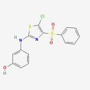 molecular formula C15H11ClN2O3S2 B2767084 3-((5-氯-4-(苯基磺酰)噻唑-2-基)氨基)酚 CAS No. 736189-24-5