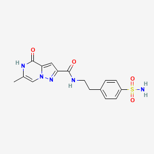 molecular formula C16H17N5O4S B2767101 6-methyl-4-oxo-N-(4-sulfamoylphenethyl)-4,5-dihydropyrazolo[1,5-a]pyrazine-2-carboxamide CAS No. 1788531-47-4
