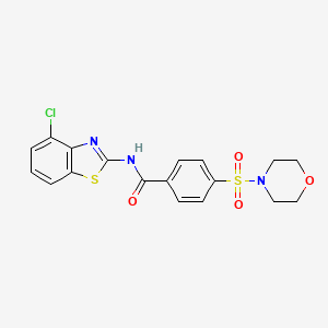 molecular formula C18H16ClN3O4S2 B2767108 N-(4-chloro-1,3-benzothiazol-2-yl)-4-morpholin-4-ylsulfonylbenzamide CAS No. 361160-27-2