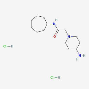 molecular formula C14H29Cl2N3O B2767111 2-(4-氨基哌嗪-1-基)-N-环庚基乙酰胺二盐酸盐 CAS No. 1803592-14-4