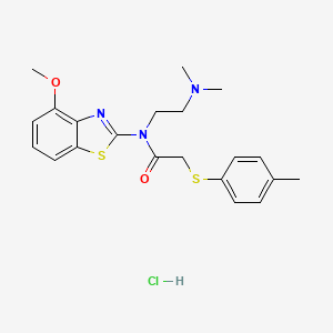 molecular formula C21H26ClN3O2S2 B2767130 N-(2-(dimethylamino)ethyl)-N-(4-methoxybenzo[d]thiazol-2-yl)-2-(p-tolylthio)acetamide hydrochloride CAS No. 1215402-29-1