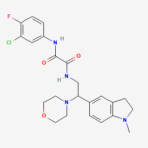 N1-(3-chloro-4-fluorophenyl)-N2-(2-(1-methylindolin-5-yl)-2-morpholinoethyl)oxalamide
