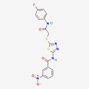 molecular formula C17H12FN5O4S2 B2767150 N-(5-((2-((4-氟苯基)氨基)-2-氧代乙基)硫)-1,3,4-噻二唑-2-基)-3-硝基苯甲酰胺 CAS No. 392297-65-3
