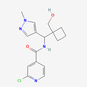 molecular formula C16H19ClN4O2 B2767158 2-chloro-N-{[1-(hydroxymethyl)cyclobutyl](1-methyl-1H-pyrazol-4-yl)methyl}pyridine-4-carboxamide CAS No. 2094243-53-3