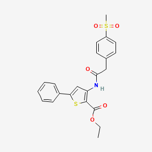 molecular formula C22H21NO5S2 B2767163 乙酸3-(2-(4-(甲磺酰)苯基)乙酰氨基)-5-苯基硫代呋喃-2-羧酸乙酯 CAS No. 919850-95-6