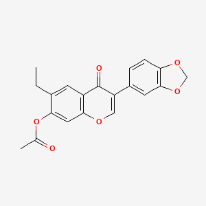 molecular formula C20H16O6 B2767169 3-(benzo[d][1,3]dioxol-5-yl)-6-ethyl-4-oxo-4H-chromen-7-yl acetate CAS No. 170241-45-9
