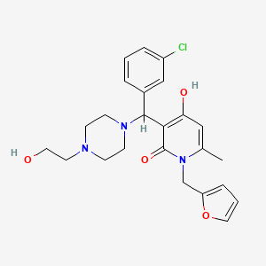 molecular formula C24H28ClN3O4 B2767171 3-((3-chlorophenyl)(4-(2-hydroxyethyl)piperazin-1-yl)methyl)-1-(furan-2-ylmethyl)-4-hydroxy-6-methylpyridin-2(1H)-one CAS No. 897612-42-9