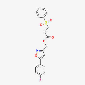 molecular formula C19H16FNO5S B2767173 (5-(4-Fluorophenyl)isoxazol-3-yl)methyl 3-(phenylsulfonyl)propanoate CAS No. 1203255-95-1