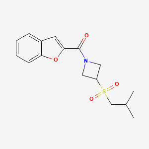 molecular formula C16H19NO4S B2767175 苯并呋喃-2-基(3-(异丁基磺酰)氮杂环丁烷-1-基)甲酮 CAS No. 1797276-43-7