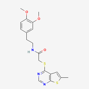 molecular formula C19H21N3O3S2 B2767183 N-[2-(3,4-二甲氧基苯基)乙基]-2-(6-甲基噻吩并[2,3-d]嘧啶-4-基)硫代乙酰胺 CAS No. 878697-42-8