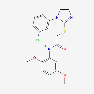 molecular formula C19H18ClN3O3S B2767192 2-[1-(3-chlorophenyl)imidazol-2-yl]sulfanyl-N-(2,5-dimethoxyphenyl)acetamide CAS No. 851079-13-5