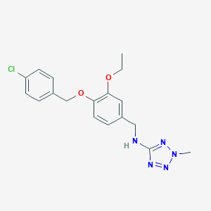 molecular formula C18H20ClN5O2 B276720 N-{4-[(4-chlorobenzyl)oxy]-3-ethoxybenzyl}-N-(2-methyl-2H-tetraazol-5-yl)amine 