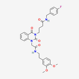 molecular formula C31H33FN4O6 B2767203 4-(1-(2-((3,4-dimethoxyphenethyl)amino)-2-oxoethyl)-2,4-dioxo-1,2-dihydroquinazolin-3(4H)-yl)-N-(4-fluorobenzyl)butanamide CAS No. 899901-56-5