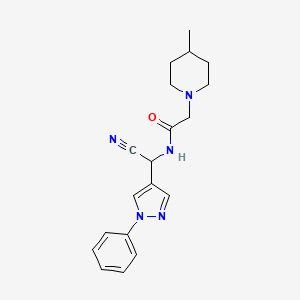 molecular formula C19H23N5O B2767204 N-[cyano(1-phenyl-1H-pyrazol-4-yl)methyl]-2-(4-methylpiperidin-1-yl)acetamide CAS No. 1798032-12-8