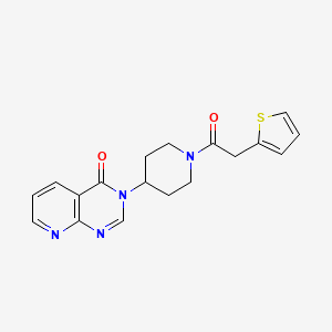molecular formula C18H18N4O2S B2767207 3-(1-(2-(thiophen-2-yl)acetyl)piperidin-4-yl)pyrido[2,3-d]pyrimidin-4(3H)-one CAS No. 2034297-48-6