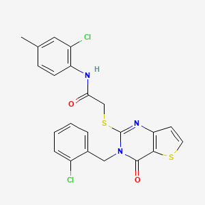molecular formula C22H17Cl2N3O2S2 B2767210 N-(2-chloro-4-methylphenyl)-2-((3-(2-chlorobenzyl)-4-oxo-3,4-dihydrothieno[3,2-d]pyrimidin-2-yl)thio)acetamide CAS No. 1795190-06-5