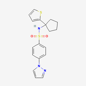 4-(1H-pyrazol-1-yl)-N-(1-(thiophen-2-yl)cyclopentyl)benzenesulfonamide