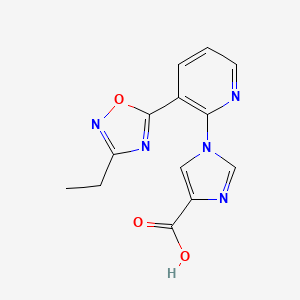 molecular formula C13H11N5O3 B2767213 1-[3-(3-ethyl-1,2,4-oxadiazol-5-yl)pyridin-2-yl]-1H-imidazole-4-carboxylic acid CAS No. 1338658-79-9