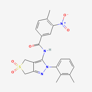 molecular formula C21H20N4O5S B2767215 N-(2-(2,3-二甲基苯基)-5,5-二氧代-4,6-二氢-2H-噻吩[3,4-c]吡唑-3-基)-4-甲基-3-硝基苯甲酰胺 CAS No. 450338-93-9
