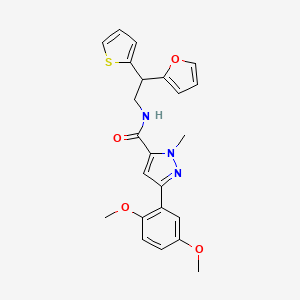 molecular formula C23H23N3O4S B2767249 3-(2,5-dimethoxyphenyl)-N-[2-(furan-2-yl)-2-(thiophen-2-yl)ethyl]-1-methyl-1H-pyrazole-5-carboxamide CAS No. 2097926-64-0