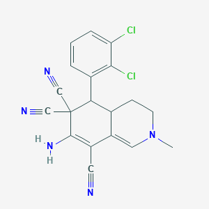 molecular formula C19H15Cl2N5 B276725 7-amino-5-(2,3-dichlorophenyl)-2-methyl-3,4,4a,5-tetrahydroisoquinoline-6,6,8(2H)-tricarbonitrile 