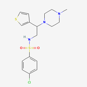molecular formula C17H22ClN3O2S2 B2767251 4-chloro-N-(2-(4-methylpiperazin-1-yl)-2-(thiophen-3-yl)ethyl)benzenesulfonamide CAS No. 946249-10-1