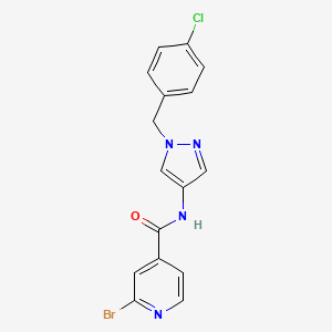 molecular formula C16H12BrClN4O B2767254 2-bromo-N-{1-[(4-chlorophenyl)methyl]-1H-pyrazol-4-yl}pyridine-4-carboxamide CAS No. 1427563-90-3