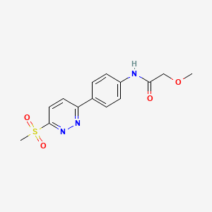 molecular formula C14H15N3O4S B2767262 2-methoxy-N-(4-(6-(methylsulfonyl)pyridazin-3-yl)phenyl)acetamide CAS No. 921796-13-6