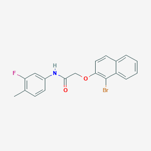 molecular formula C19H15BrFNO2 B276727 2-[(1-bromo-2-naphthyl)oxy]-N-(3-fluoro-4-methylphenyl)acetamide 