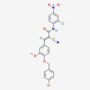 molecular formula C24H17BrClN3O5 B2767270 (E)-3-[4-[(4-溴苯基)甲氧基]-3-甲氧基苯基]-N-(2-氯-4-硝基苯基)-2-氰丙-2-烯酰胺 CAS No. 522656-63-9