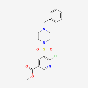 molecular formula C18H20ClN3O4S B2767277 Methyl 5-(4-benzylpiperazin-1-yl)sulfonyl-6-chloropyridine-3-carboxylate CAS No. 1210194-23-2