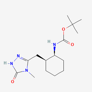 molecular formula C15H26N4O3 B2767280 Tert-butyl N-[(1S,2S)-2-[(4-methyl-5-oxo-1H-1,2,4-triazol-3-yl)methyl]cyclohexyl]carbamate CAS No. 2137754-02-8