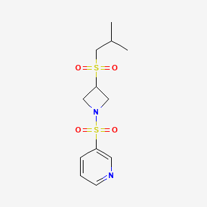 molecular formula C12H18N2O4S2 B2767283 3-((3-(Isobutylsulfonyl)azetidin-1-yl)sulfonyl)pyridine CAS No. 1797178-00-7