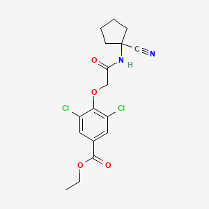 molecular formula C17H18Cl2N2O4 B2767289 Ethyl 3,5-dichloro-4-{[(1-cyanocyclopentyl)carbamoyl]methoxy}benzoate CAS No. 1209213-53-5