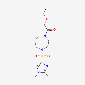 molecular formula C14H24N4O4S B2767290 1-(4-((1,2-dimethyl-1H-imidazol-4-yl)sulfonyl)-1,4-diazepan-1-yl)-2-ethoxyethanone CAS No. 1904274-93-6
