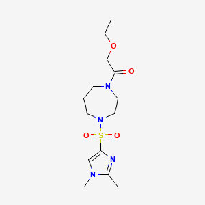 molecular formula C14H24N4O4S B2767290 1-(4-((1,2-二甲基-1H-咪唑-4-基)磺酰)-1,4-二氮杂庚烷-1-基)-2-乙氧基乙酮 CAS No. 1904274-93-6