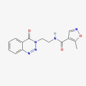 molecular formula C14H13N5O3 B2767315 5-methyl-N-(2-(4-oxobenzo[d][1,2,3]triazin-3(4H)-yl)ethyl)isoxazole-4-carboxamide CAS No. 2034325-78-3