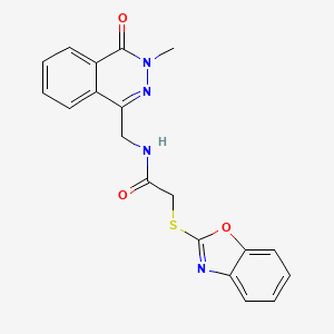 molecular formula C19H16N4O3S B2767318 2-(苯并[d]噁唑-2-基硫基)-N-((3-甲基-4-氧代-3,4-二氢喹唑-1-基)甲基)乙酰胺 CAS No. 1396867-55-2