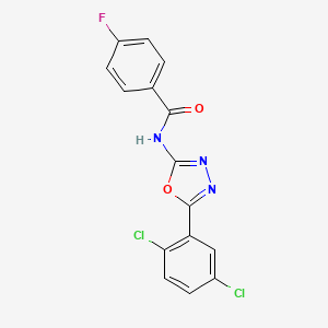 molecular formula C15H8Cl2FN3O2 B2767336 N-(5-(2,5-dichlorophenyl)-1,3,4-oxadiazol-2-yl)-4-fluorobenzamide CAS No. 891132-31-3