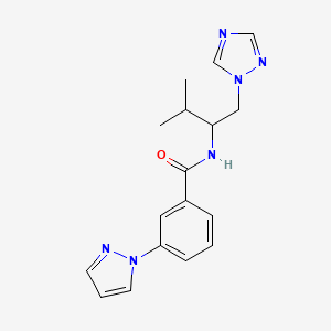 molecular formula C17H20N6O B2767340 N-(3-methyl-1-(1H-1,2,4-triazol-1-yl)butan-2-yl)-3-(1H-pyrazol-1-yl)benzamide CAS No. 2034519-71-4