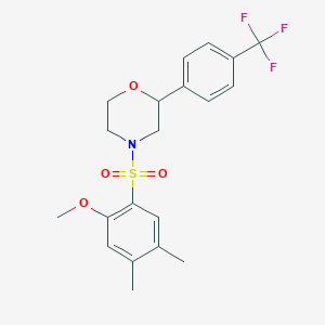 molecular formula C20H22F3NO4S B2767347 4-((2-Methoxy-4,5-dimethylphenyl)sulfonyl)-2-(4-(trifluoromethyl)phenyl)morpholine CAS No. 1351607-53-8