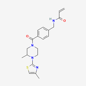 molecular formula C20H24N4O2S B2767382 N-[[4-[3-Methyl-4-(4-methyl-1,3-thiazol-2-yl)piperazine-1-carbonyl]phenyl]methyl]prop-2-enamide CAS No. 2201046-93-5