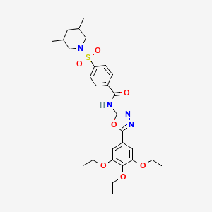 4-((3,5-dimethylpiperidin-1-yl)sulfonyl)-N-(5-(3,4,5-triethoxyphenyl)-1,3,4-oxadiazol-2-yl)benzamide