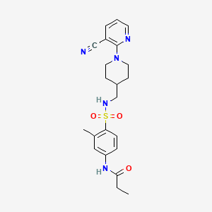 B2767406 N-(4-(N-((1-(3-cyanopyridin-2-yl)piperidin-4-yl)methyl)sulfamoyl)-3-methylphenyl)propionamide CAS No. 1797852-28-8