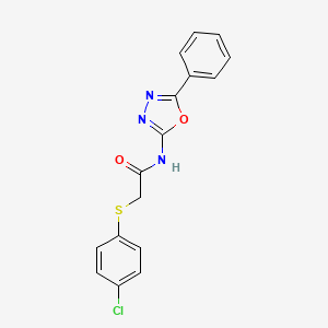molecular formula C16H12ClN3O2S B2767410 2-(4-chlorophenyl)sulfanyl-N-(5-phenyl-1,3,4-oxadiazol-2-yl)acetamide CAS No. 895473-67-3