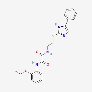 molecular formula C21H22N4O3S B2767417 N1-(2-ethoxyphenyl)-N2-(2-((4-phenyl-1H-imidazol-2-yl)thio)ethyl)oxalamide CAS No. 897457-46-4