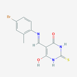 molecular formula C12H10BrN3O2S B2767426 5-(((4-bromo-2-methylphenyl)amino)methylene)-2-thioxodihydropyrimidine-4,6(1H,5H)-dione CAS No. 1021229-08-2