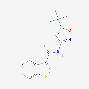 molecular formula C16H16N2O2S B276743 N-(5-tert-butyl-1,2-oxazol-3-yl)-1-benzothiophene-3-carboxamide 