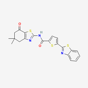 molecular formula C21H17N3O2S3 B2767434 5-(benzo[d]thiazol-2-yl)-N-(5,5-dimethyl-7-oxo-4,5,6,7-tetrahydrobenzo[d]thiazol-2-yl)thiophene-2-carboxamide CAS No. 888410-92-2